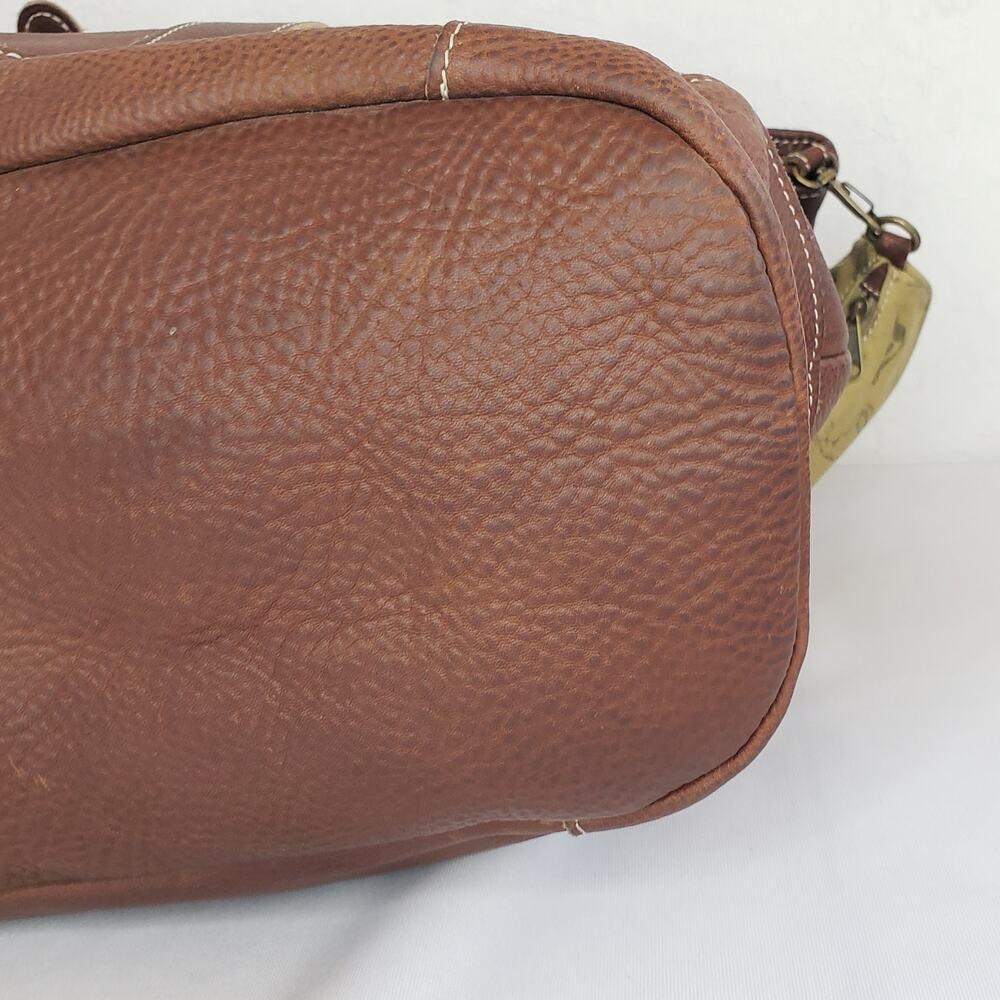 LL Bean BAG Brown Pebbled Leather Large Tote Carry Shopping Boat PREPPY MAINE - Picture 7 of 16